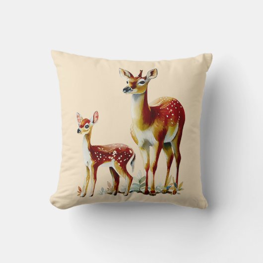 Coussin mère cerf et faon (Recto)