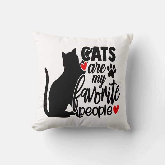 Coussin Mère de chat fou Kitty Maman Chat noir et blanc Mi (Recto)
