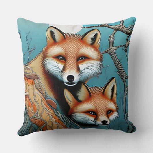 Coussin Mère et bébé renard rouge (Verso)