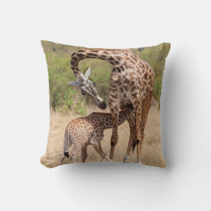 Coussin Mère girafe et bébé au Kenya