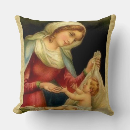 Coussin Mère Mary de Vierge avec le bébé Jésus (Recto)