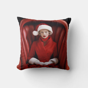 Coussin Mère Noël élégante vintage