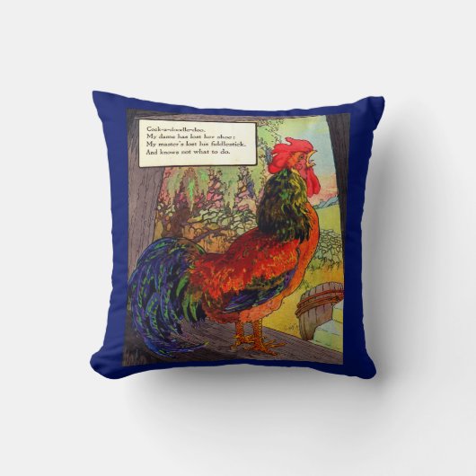 Coussin Mère Oie des années 1920 - coq (Recto)