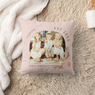 Coussin Mère photo pampas herbe rose or rose maman
