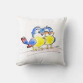 Coussin Merles bleus sur une branche (Recto)