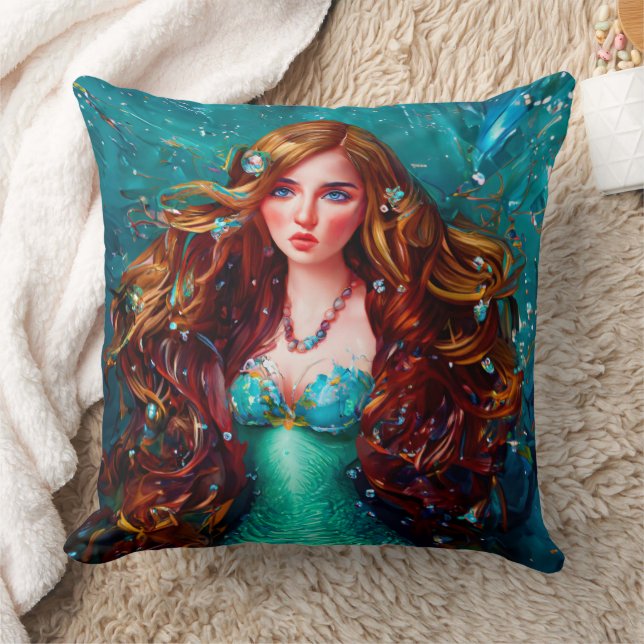 Coussin Mermaid de la déesse de la mer Sirène nymphe sous  (Couverture)