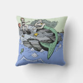 Coussin Mermaid littoral mignon dessin animé plage art pou (Verso)