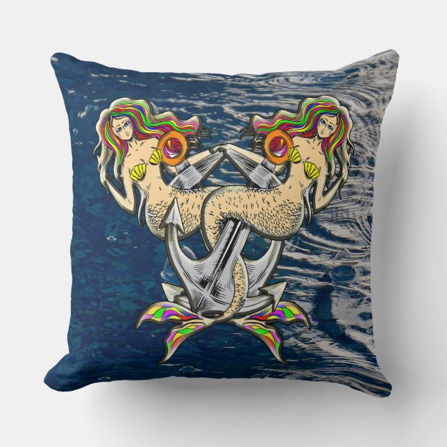 Coussin Mermaids - Design nautique pour les amoureux des o (Recto)