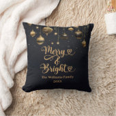 Coussin Merry and Bright Or Doré Noir de Noël (Couverture)