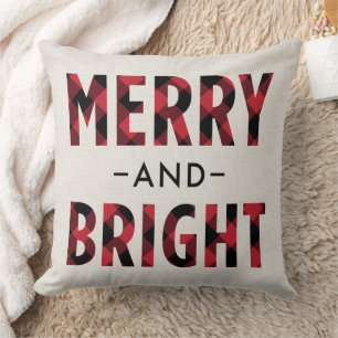 Coussin Merry and Bright Red Buffalo Plaid Holiday
