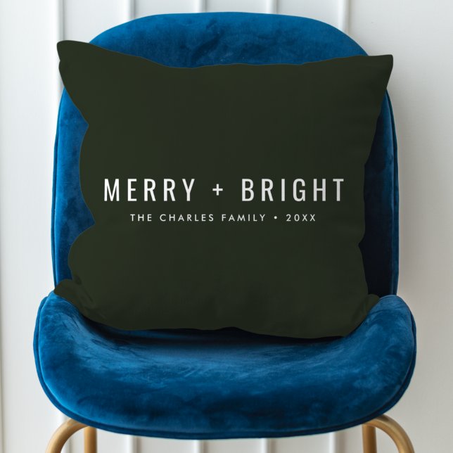 Coussin Merry and Bright | Stylish Dark Green (Créateur téléchargé)