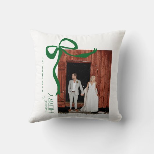 Coussin Merry and Married Script 2 Photos Noël Nœud (Verso)