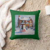 COUSSIN MERRY CHRISTMAS BIG SNOWMAN WINTER SCENE (Couverture)