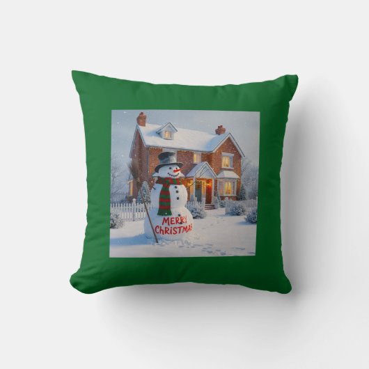 COUSSIN MERRY CHRISTMAS BIG SNOWMAN WINTER SCENE (Recto)