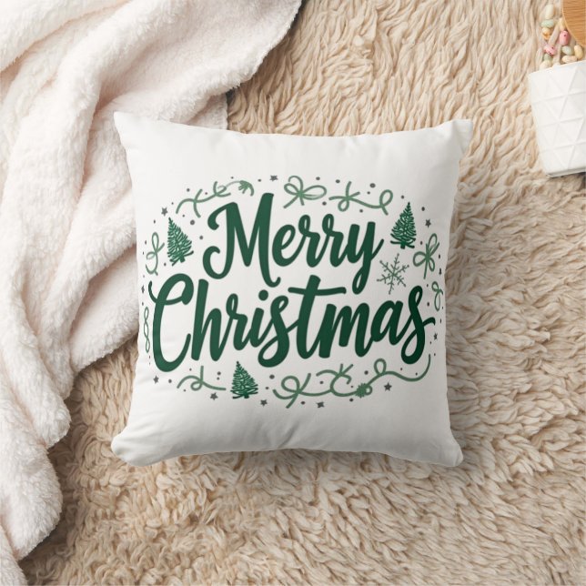Coussin Merry Christmas Hand Lettering Decorative Pillow (Couverture)