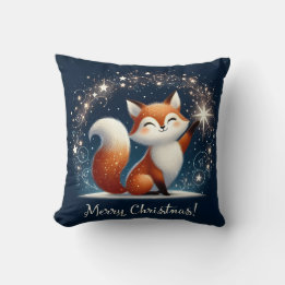 Coussin Merry Christmas - Magical Fox  Throw Pillow