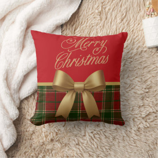 Coussin Merry Christmas Plaid Gift