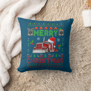 Coussin Merry Christmas Sweater Elf Reindeer Père Noël Tru