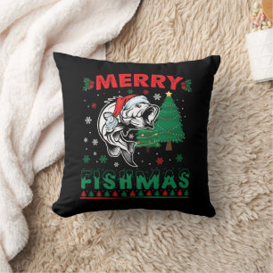 Coussin Merry Fishmas Pêche Papa Pêcheur Pêcheur Noël