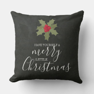 Coussin Merry Little Christmas Holly & Slate Holiday