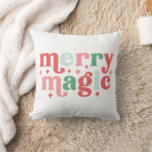 Coussin Merry Magic - Colorée Typographie de vacances