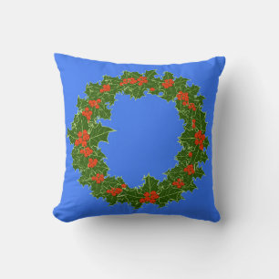 Coussin Merry Red Berry & Holly Wreath pour Noël