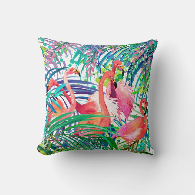 Coussin Merveilleuse aquarelle flamingo. Afrique (Recto)
