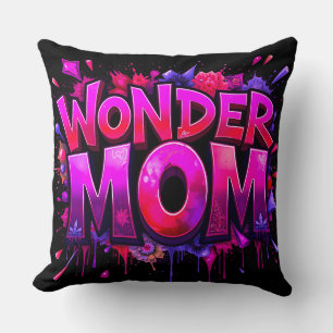 Coussin Merveilleuse Maman Cite Pink Red Flowers Fête des