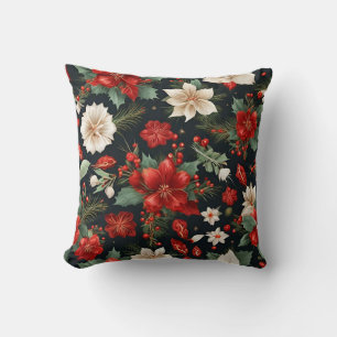 Coussin Merveilleux Motif de Noël avec Red Amaryllis, Wh