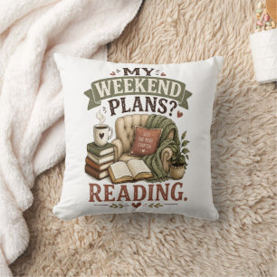 Coussin Mes plans de week-end Lecture Amoureux des livres