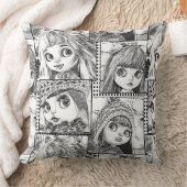 Coussin Mes poupées patchwork noires et blanches préférées (Couverture)