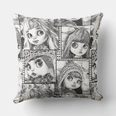 Coussin Mes poupées patchwork noires et blanches préférées (Verso)