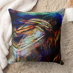 Coussin Mess of digital scratches with brillssy & dark tou