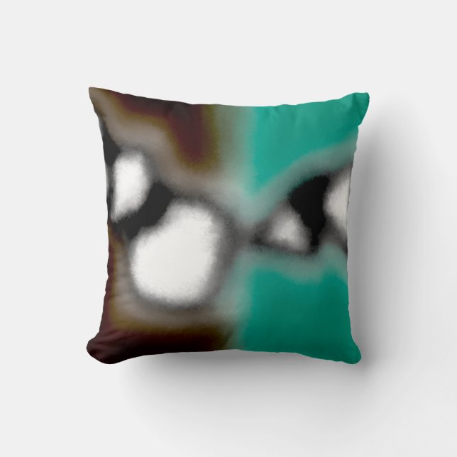 Coussin Message dans une bouteille : Brown Abstrait, Turqu (Recto)