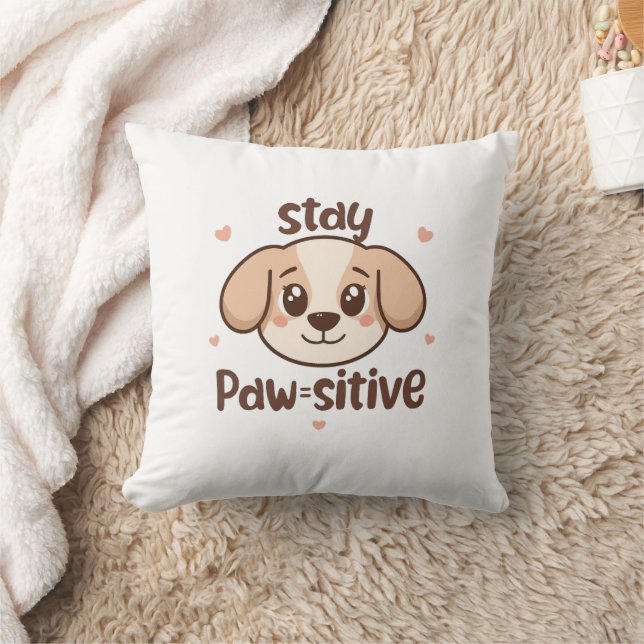 Coussin Message de Chien Positif Inspirant (Couverture)