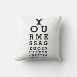 Coussin Message personnalisé Test de vue amusant en noir e