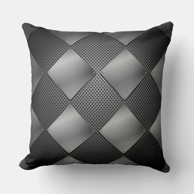 Coussin Métal et carreau noirs de motif de diamant de (Recto)