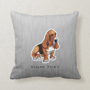 Coussin Metal look; Basset Hound