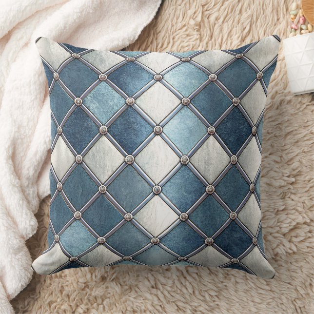 Coussin Metallic Blue Diamond - Geometric Industrial (Couverture)