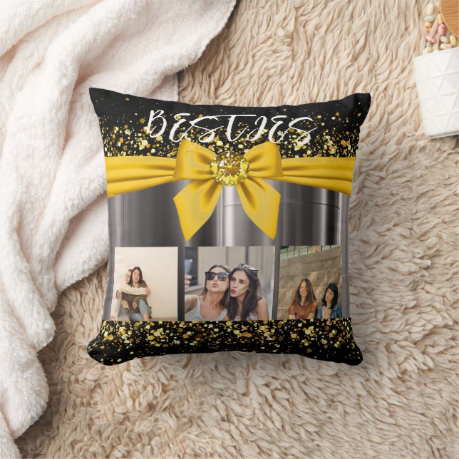 Coussin Mete Besties Best Friends Photo Collage BFF Modern (Couverture)