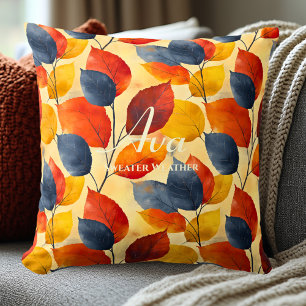 Coussin Météo pullover Feuilles d'automne Décoration d'a