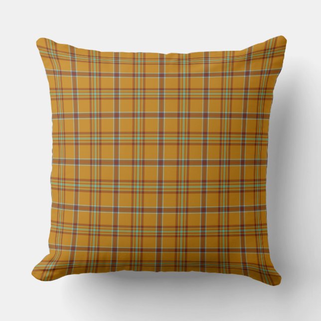 Coussin Meteor Orange and Puerto Rico Light Blue Plaid (Recto)