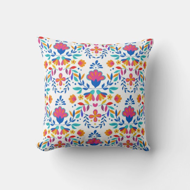 Coussin Mexique Ethnic Folk Art Floral (Recto)