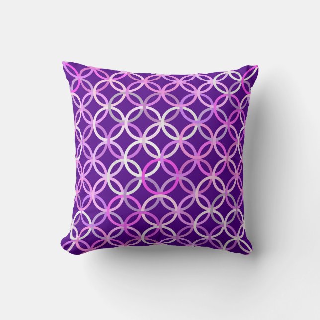 Coussin Mi-siècle Cercles modernes, améthyste et orchidée (Recto)