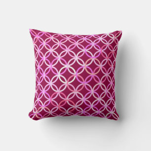 Coussin Mi-siècle Cercles modernes, prune et orchidée rose