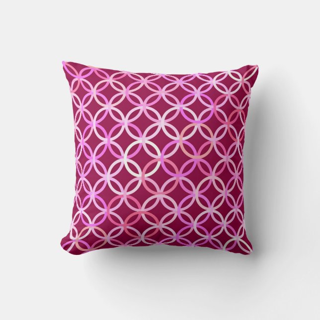 Coussin Mi-siècle Cercles modernes, prune et orchidée rose (Recto)