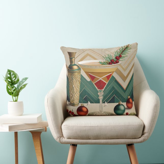 Coussin Mi-Siècle Cocktail de Noël Fête Happy Hour (Chaise)