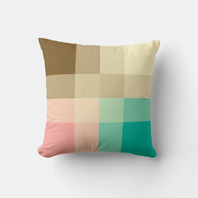 Coussin Mi-siècle mega plaid - brun & pêche (Recto)