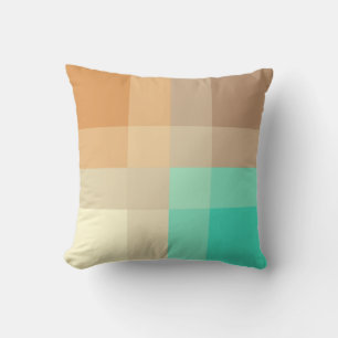 Coussin Mi-siècle méga plaid - tan & turquoise