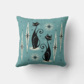 Coussin Mi-siècle Meow en bleu (Verso)